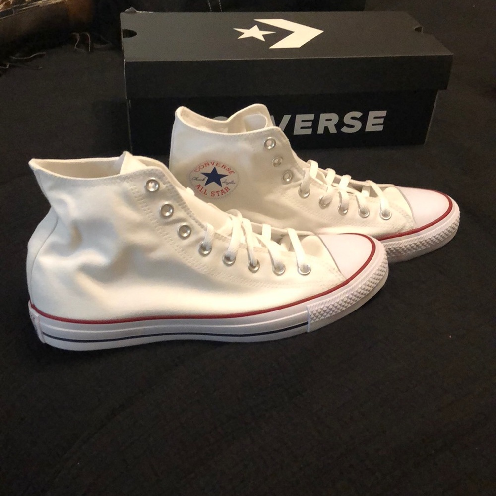 New in box white high top converse